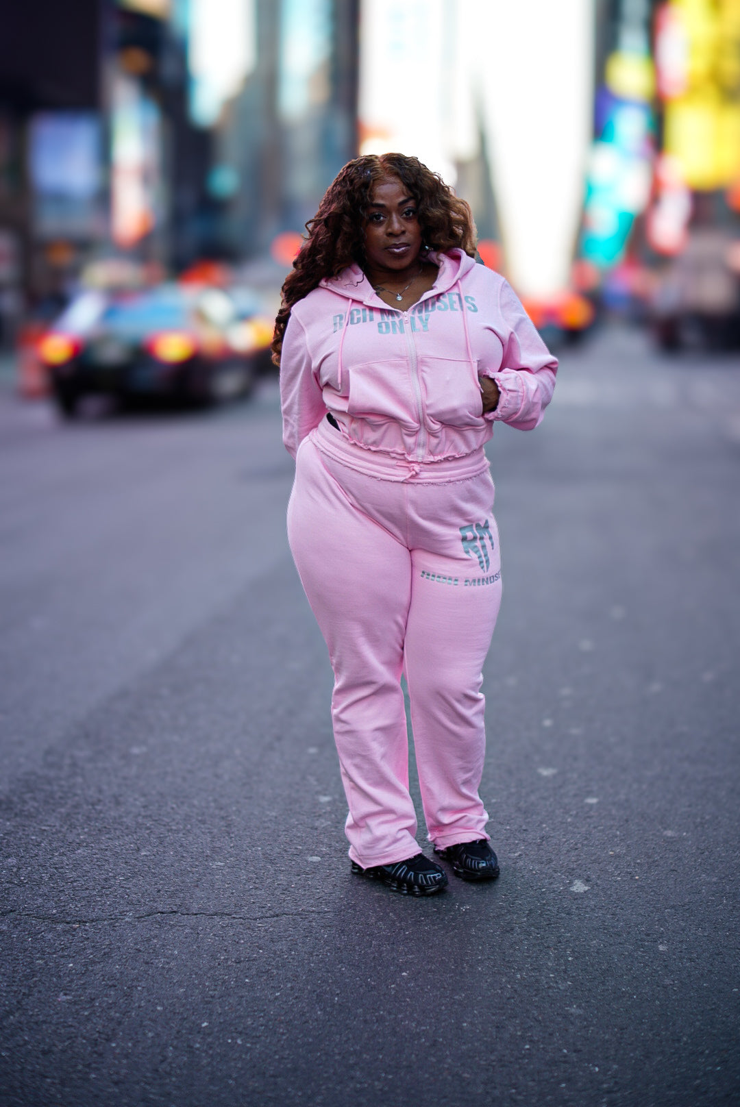 Pink Reflective Crop Sweatsuit