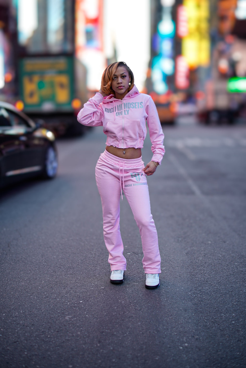 Pink Reflective Crop Sweatsuit