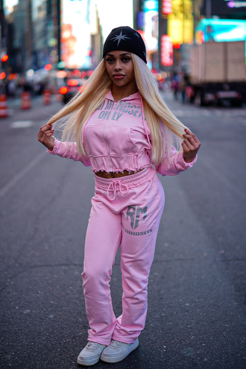 Pink Reflective Crop Sweatsuit